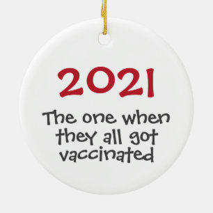 Cerámica 2021 el con la vacuna adorno de Navidad