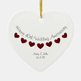 Cerámica 40.º adorno cardíaco del boda de rubí