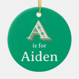 Cerámica A es para Adorno de Navidad Personalizado A Nombre