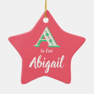 Cerámica A es para Adorno de Navidad Personalizado A Nombre