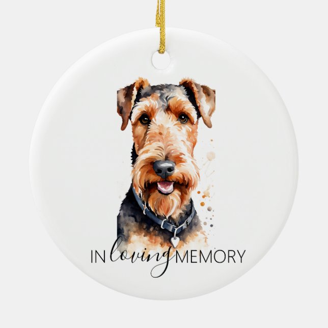 Cerámica acuarela conmemorativa adorno de Airedale Terrier (Atrás)