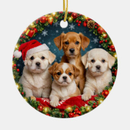 Cerámica Adorable Adorno de Navidad de Cachorro