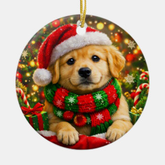 Cerámica Adorable Adorno de Navidad de Cachorro Retriever D