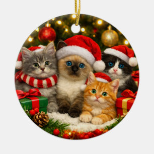 Cerámica Adorable Adorno de Navidad de Gatito