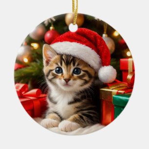 Cerámica Adorable Adorno de Navidad de Gatito
