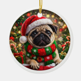 Cerámica Adorable Adorno de Navidad de Pug