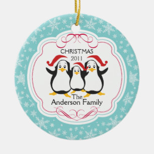 Cerámica Adorable Familia de Pingüinos de 3 Adorno de Navid