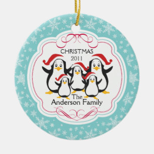 Cerámica Adorable Familia de Pingüinos de 5 Adorno de Navid