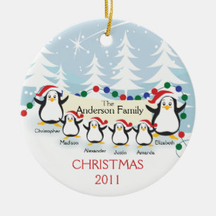 Cerámica Adorable Familia de Pingüinos de 6 Adorno de Navid