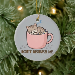 Cerámica Adorable gatito durmiendo en adorno de taza de té