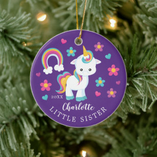 Cerámica Adorable Hermana Menor Unicornio Adorno de Navidad