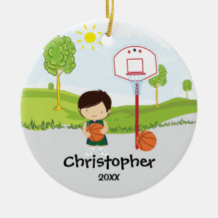 Cerámica Adorable Jugador de Baloncesto Adorno de Navidad