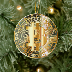 Cerámica Adorno Cerámico de Criptomoneda Bitcoin Dorado
