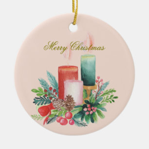 Cerámica Adorno conmemorativo de velas de Navidad en acuare