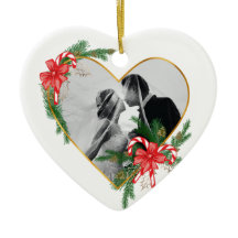 Adorno corazones de oro marco con lazo y árbol