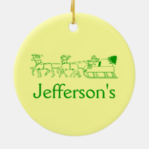 Cerámica Adorno - Corona de Navidad y trineo