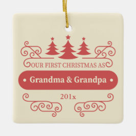 Cerámica Adorno cuadrado de Navidad para abuelos primer Nav