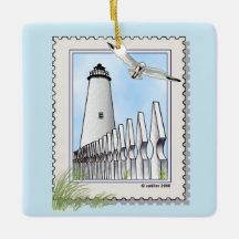 Adorno cuadrado del faro de Ocracoke