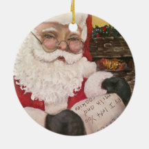 Adorno de 2 caras de la lista de Papá Noel