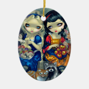 Cerámica Adorno de Alicia y Blancanieves