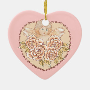 Cerámica Adorno de Ángel de Corazón Querubín
