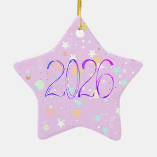 Cerámica Adorno de año nuevo 2026 dibujo pastelito lindo