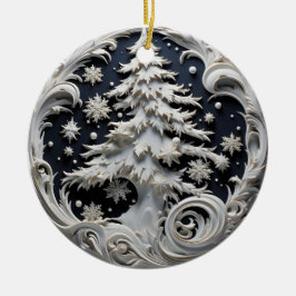Cerámica Adorno de árbol de Navidad con efecto 3D | Nombre