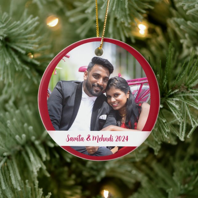 Cerámica Adorno de árbol de Navidad con foto (Árbol)