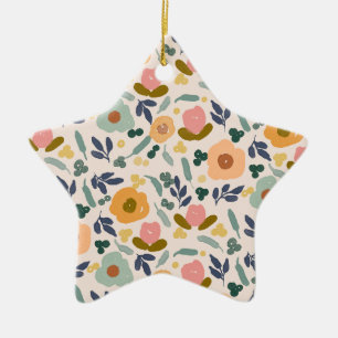 Cerámica Adorno de árbol de Navidad Cottagecore con flores