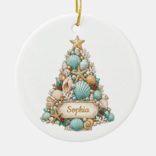 Cerámica Adorno de árbol de Navidad de conchas personalizad