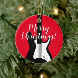 Cerámica Adorno de árbol de Navidad de guitarra de rock par