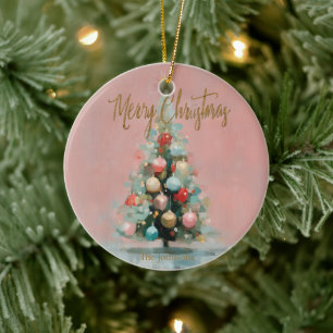 Cerámica Adorno de árbol de Navidad de terciopelo rosa