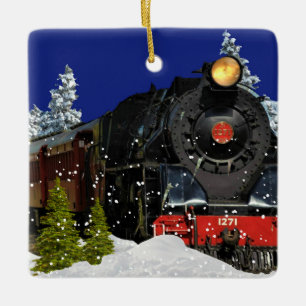 Cerámica Adorno de árbol de Navidad vintage de tren navideñ