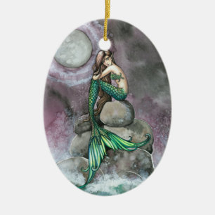 Cerámica Adorno de Arte Fantástico de Sirena Esmeralda