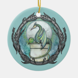 Cerámica Adorno de arte fantástico del dragón verde