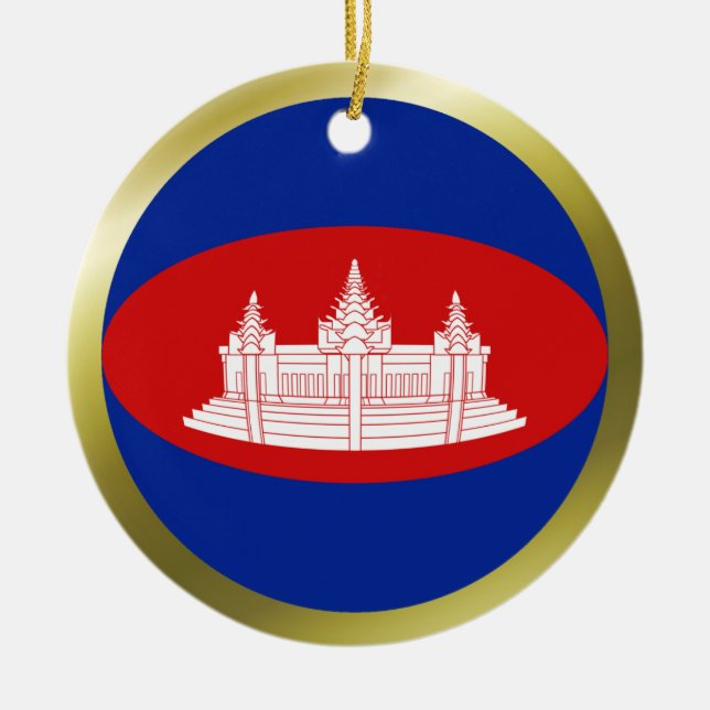 Cerámica Adorno de bandera de Camboya (Frente)