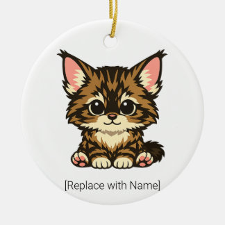 Cerámica Adorno de bebé gatito Maine Coon Chibi lindo