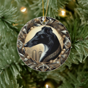 Cerámica Adorno de Belleza Borzoi Negro