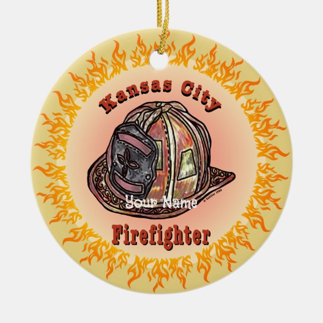 Cerámica Adorno de bombero de Kansas City (Frente)
