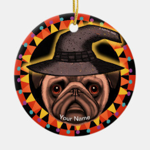 Cerámica Adorno de Bruja Pug