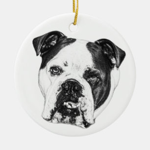 Cerámica Adorno de Bulldog con luces de árbol