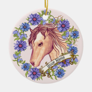 Cerámica Adorno de caballo Daisy Azul