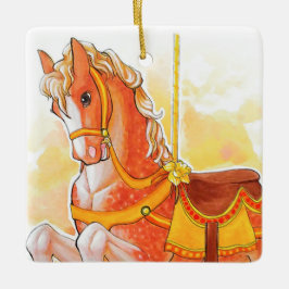 Cerámica Adorno de Caballo de Carusel Naranja