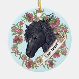 Cerámica Adorno de caballo negro de Bellflower