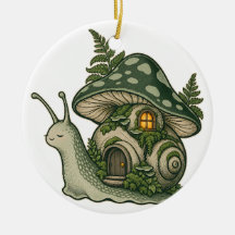 Adorno de cabaña de caracol linterna hongo