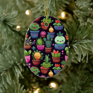 Cerámica Adorno de Cactus Kawaii