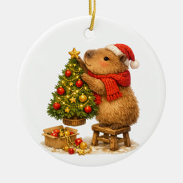 Cerámica Adorno de Capybara de Navidad en el Árbol