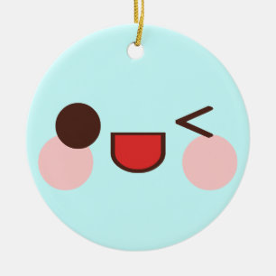 Cerámica Adorno de Cara Sonriente Feliz Kawaii