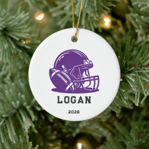 Cerámica Adorno de casco de fútbol morado personalizado