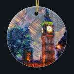 Cerámica Adorno de Círculo-Big Ben<br><div class="desc">Adorno de Círculo-Big Ben.Capture maravillosos recuerdos familiares con una decoración de cerámica personalizada. Agregue sus fotos,  imágenes y mensaje personal favoritos en ambos lados de esta decoración. Una hebra de hilo dorado hace que sea fácil mostrar este fantástico recuerdo.</div>
